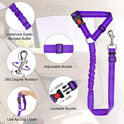 BWOGUE 2 Pack Dog Seat Belt for Car, Elastic Headrest Restraint - Image 3