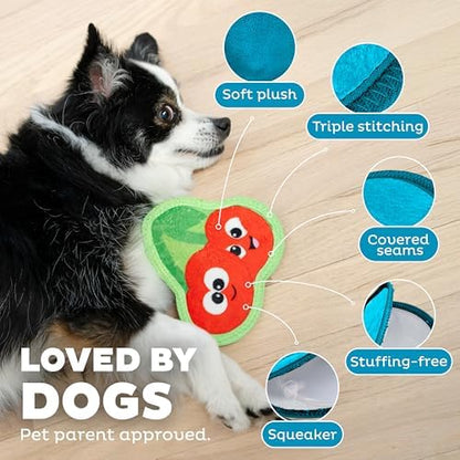Outward Hound Tough Skinz Durable Squeaky Dog Toy with Two Tough Layers, Cherries, Red, Small - Image 4