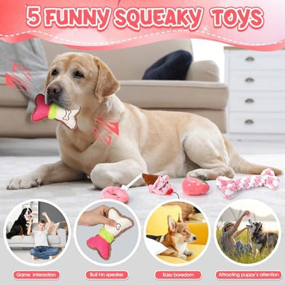Vinsot 12 Pack Large Dog Chew Toys for Aggressive Chewers, Pink - Image 6