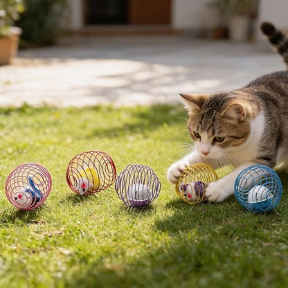 Jecery 5 Pcs Cat Toys Spring,Mouse and Bell,Mix Colors - Image 6