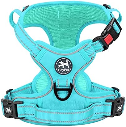 PoyPet No Pull Dog Harness, Reflective Vest with 2 Leash Clips & Handle by PoyPet