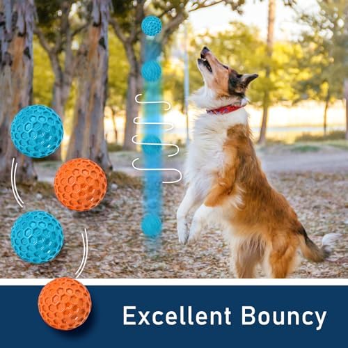 2 Pack Indestructible Squeaky Dog Balls for Aggressive Chewers, Interactive Dog Toys for Teething, Relieving Anxiety. Chew Toy for Large, Medium Breeds, Outdoor Rubber Balls. - Image 5