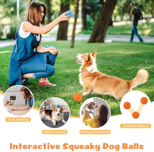 HIPPIH Indestructible Squeaky Dog Toys, Interactive Dog Balls 2 Pack - Image 6