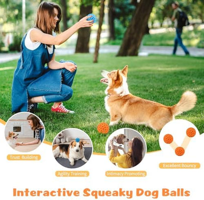 HIPPIH Indestructible Squeaky Dog Toys, Interactive Dog Balls 2 Pack - Image 6