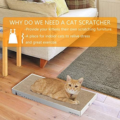 Cardboard Scratcher Pad Scratching post:Smartbean Cat Scratch Pad,Cat Scratching Post with Durable&High Density Cardboard, Indoor Toy for Cat, Double-sided Design For double life (16.5x7.9x1.2 inches) - Image 6
