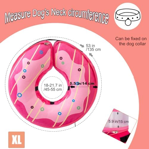 Inflatable Dog Cone Collar for Large Medium Small Dogs, Soft Dog Donut Collar Adjustable Recovery Cone for Pets After Surgery, Extra Enhanced Anti-Licking Guard Shield (Pink Donut, X-Large) - Image 5