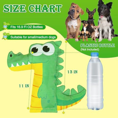 EXPAWLORER Floating Dog Toy for Pool & Summer, Squeaky Crinkle Paper Squeaker Enrichment Water Bottle Toy with No-Stuffing Body, Interactive Puzzle Training Toys for Small Medium Dogs Puppy, Crocodile - Image 2