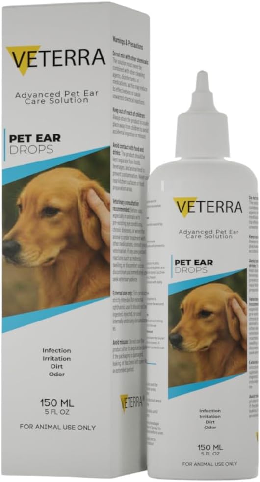 Dog Ear Drops | Ear Cleaner for Dogs & Cats | Treats Ear Infections, Soothes Itching, Reduces Wax Buildup & Odor | Effective Relief for Ear Allergies 150 ml (5 fl oz)