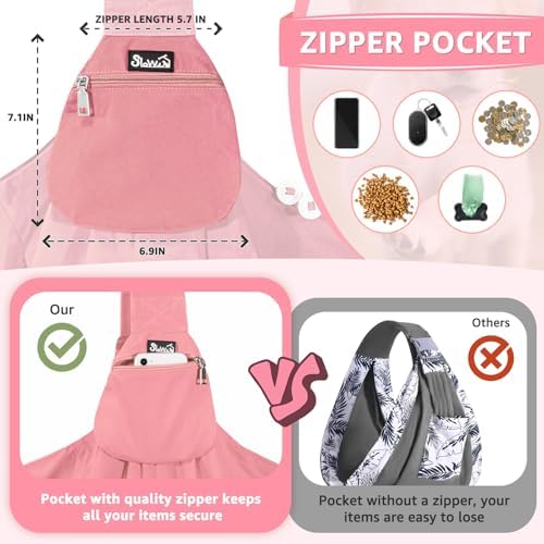 SlowTon Dog Carrier Sling - Thick Padded Shoulder Strap Adjustable Peach XS - Image 3