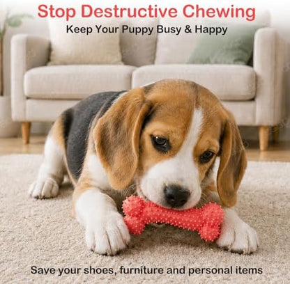 6 Pack Red Dog Chew Toys, Small Dog Teething Toys, Dental Health & Interactive Play - Image 3