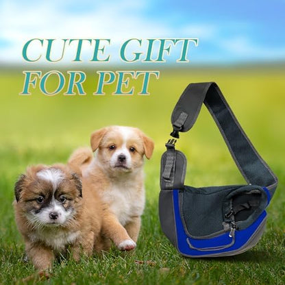 Pet Sling Carrier, Up to 5 lbs, Dog Papoose with Zipper Touch Pocket, Hand Free Breathable Mesh Puppy Carrier, Crossbody Satchel Dog Purse for Outdoor Travel, M, Blue - Image 5