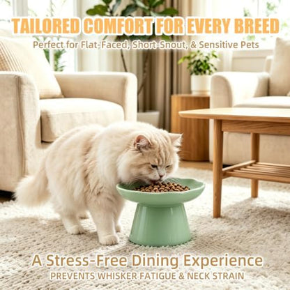 6" Elevated Cat Bowls,Ceramic cat Food Bowl, Green, 1-Pack - Image 6