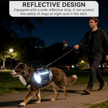 Dog Hiking Backpack, Dog Backpack Harness Dog Saddle Bag Hiking Dog Backpack with Side Pockets for Small Medium Large Dogs(M-Black) - Image 2