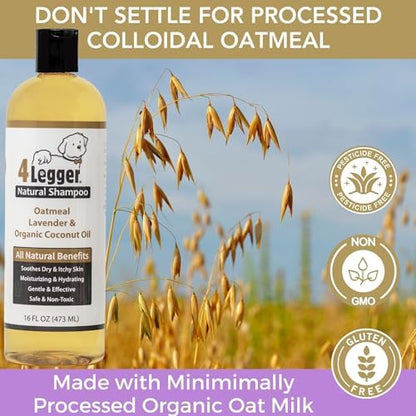 4Legger All Natural Organic Oatmeal Dog Shampoo for Itchy Skin with Aloe, Coconut & Lavender Essential Oil, Hypoallergenic, Moisturizing for Normal, Dry, Itchy, or Sensitive Skin, USA Made, 16 oz - Image 4