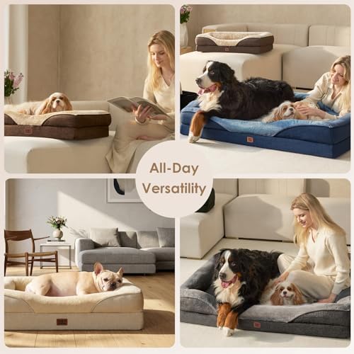 EHEYCIGA Orthopedic Dog Bed for Medium Dog, Memory Foam Dog Couch, Purple - Image 4