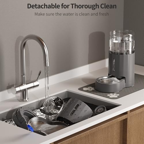 JUNSPOW Cat Water Dispenser with Placemat and Stainless Steel Bowl (4L) - Image 6