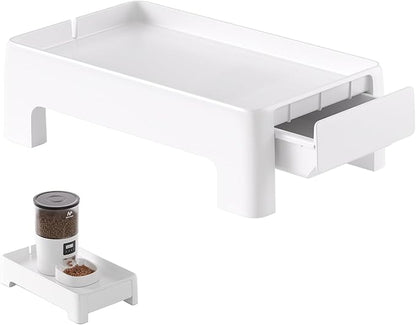 Adjustable Automatic Cat Feeder Stand, Raised Pet Feeder Stand for Cats and Dogs Neck Health, Non-Slip Elevated Holder Fits Most Automatic Feeders & Water Dispensers, White (Holder ONLY)