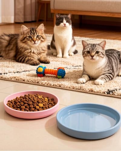 2Packs Silicone Cat Food Bowl - 5.9in Shallow Cats Bowls Relief Whisker Fatigue Cat Plates for Kitten Puppy and Small Pets Feeding Dishes - Image 2