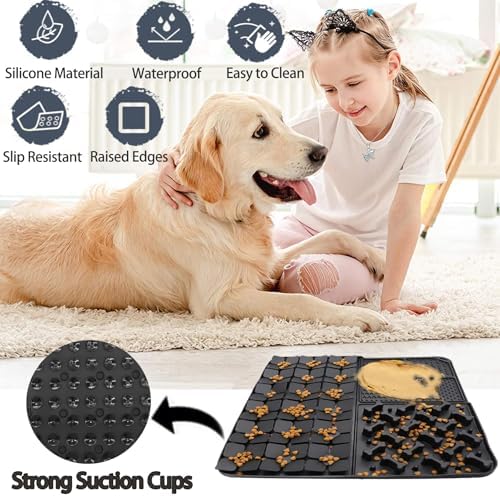 Silicone Snuffle Mat for Dog,Slow Feeder Lick Mat with Suction Cups for Slow Eating,Encourages Natural Foraging Skill,Relieving Stress,Pet Sniffing Mat for Small/Medium/Large Dog Cat (Black) - Image 4