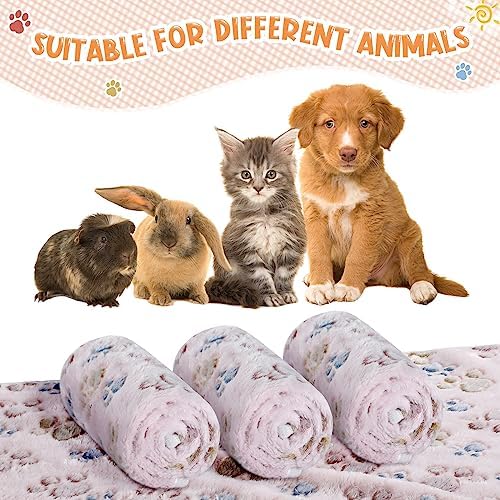 Tatuo 4 Pack Fleece Dog Blanket for Pet,Beige,24 x 16 Inch,Paw - Image 6
