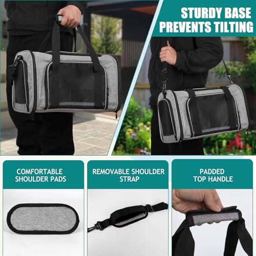 Top tasta Dog Cat Carrier Pet Carriers for Small Medium Large Cats Dogs Carrier Soft Sided Small Puppy Dog Carrier Portable Foldable Airline Approved Dog Cat Travel Carrier Grey Black M - Image 6