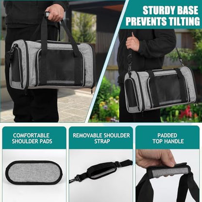 Top tasta Dog Cat Carrier Pet Carriers for Small Medium Large Cats Dogs Carrier Soft Sided Small Puppy Dog Carrier Portable Foldable Airline Approved Dog Cat Travel Carrier Grey Black M - Image 6