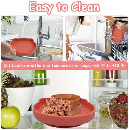 2Pcs Silicone Cat Bowl with Suction Cup 7in Shallow Dog Food Dishes - Image 6