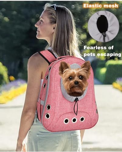 Small Dog Cat Chest Backpack Carrier,Large Space Ventilated Front Facing Backpack Carrier for Puppy,Lightweight Doggy Backpack for Hiking,Camping,Travel,Outdoor,Max 12 lbs(Pink) - Image 4