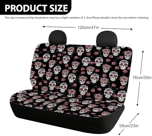 AFPANQZ Skull Design Cloth Back Seat Cover Non-Slip Interior Protective Cover Non Slip Car Rear Seats Dog Seat Covers Durable Scratch-Proof Protector for Pet Fur and Mud - Image 4