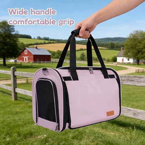 TWDEPART Cat Carrier Backpack - Multifunctional, Firm & Foldable with Roll-Up Shade, Breathable Design Includes Collapsible Bowl and Cushion (Pink) - Image 5