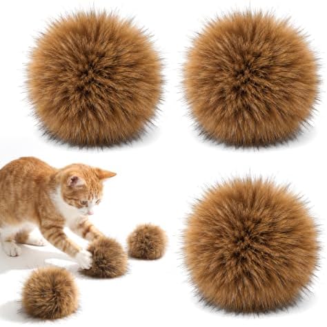 3pcs Soft Fluffy Rabbit Fur Cat Toys Cat Toy Faux Rabbit Fur Ball by Unknown
