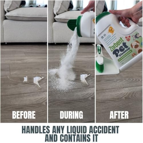 Zorbent Pet Accident Cleanup – Odor Remover for Dog & Cat Messes. Absorbs 1 Gallon. Pet-Safe Cleaner for Urine, Vomit, Poop & Accidents on Hardwood, Tile, Vinyl, Concrete, Short Carpet & Rugs, 5 qt - Image 2