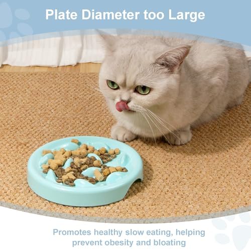 Slow Feeder Bowl for Cats and Small Dogs,Cilkus Fish Pool Design, Fun Interactive Bloat Stop Puzzle Feeder Bowl Healthy Eating Diet Made of Melamine Food Grade Material Dishwasher Safe (Blue) - Image 2