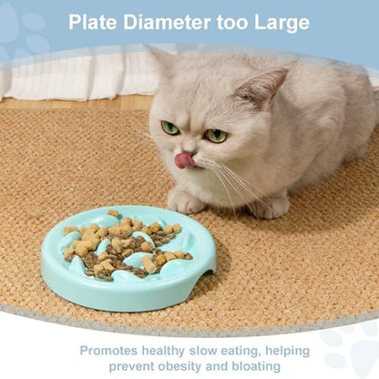 Slow Feeder Bowl for Cats and Small Dogs,Cilkus Fish Pool Design, Fun Interactive Bloat Stop Puzzle Feeder Bowl Healthy Eating Diet Made of Melamine Food Grade Material Dishwasher Safe (Blue) - Image 2