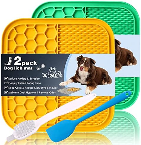 XIGOU Dog Lick Pad, 2-Pack Large Licking Mat for Dogs, Slow Feeder Dog Licking Mat with Suction Cups. Boredom & Anxiety Reducer, Perfect for Food, Treats, Yogurt, or Peanut Butter. by XIGOU