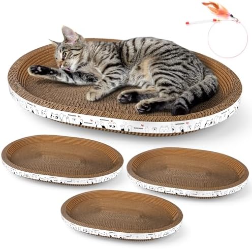 3Pack Extra Large Versatile Cardboard cat Scratcher & Lounger bed, High-Density cat Scratch Pads for Indoor Cats Grinding Claws, Ergonomical curved Cat Scratching Board, Couch Protector from Cat Claws by ROMOHOM