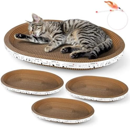 3Pack Extra Large Versatile Cardboard cat Scratcher & Lounger bed, High-Density cat Scratch Pads for Indoor Cats Grinding Claws, Ergonomical curved Cat Scratching Board, Couch Protector from Cat Claws by ROMOHOM