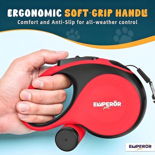 Emperor Pets Retractable Dog Leash, 16 ft, Up to 110lbs, Red -BR16 - Image 3