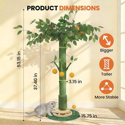 46" Extra Tall Cat Scratching Post for Large Cats, Sisal Rope - Image 2