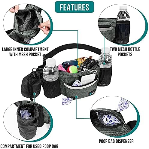 PetAmi Dog Fanny Pack, Treat Pouch for Dog Walking Training, Dark Gray - Image 3