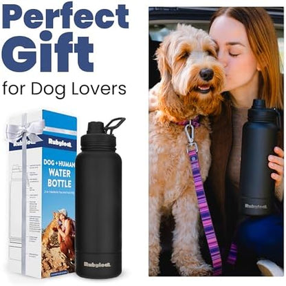 Rubyloo Dog Water Bottle with Detachable Bowl for Dog Lovers, Solid Black - Image 5