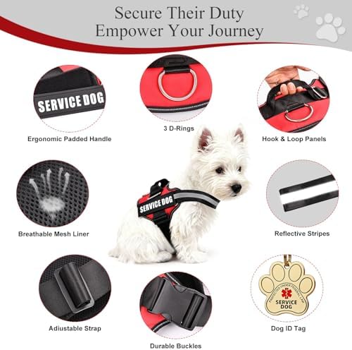 Opstin Service Dog Vest, ID Tag + 50 ADA Information Cards, Service Dog Harness in Sizes X Small to XX Large, Ruggedized Metal Tag, 2-Sided Service Animal Information Cards, ESA Accessory Set X-Large - Image 4