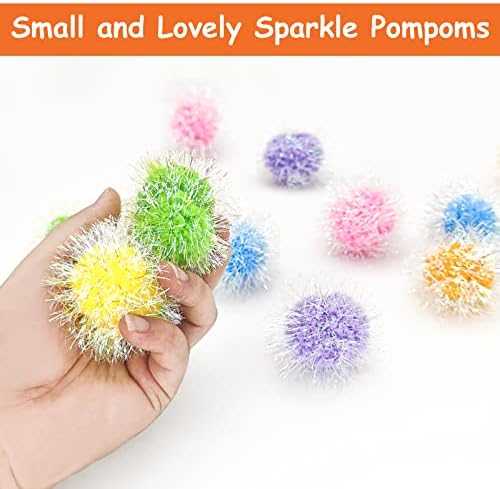 Andiker Cat Sparkle Balls, 6pcs 2.36 Inches Cat Pom Pom Ball Glitter Tinsel Kitten Balls Toy Foil Fuzzy Ball for DIY Craft Colorful Interactive Cats Toys for Indoor Cats to Keep Fit and Active(12Pcs) - Image 4