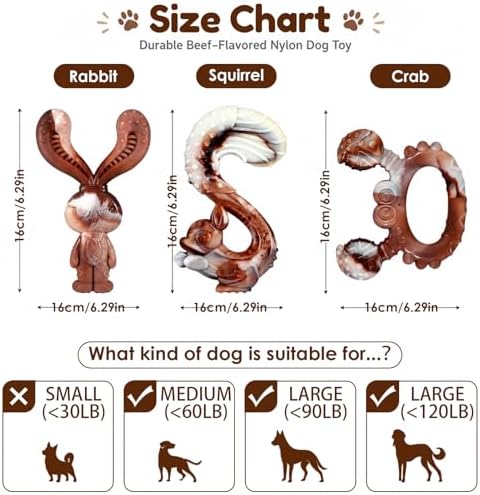 Indestructible Dog Toys for Aggressive Chewers, Tough and Durable Chew Toys for Large Medium Dogs, Interactive Dog Chew Toys to Keep Them Busy (E Rabbit+Crab) - Image 3