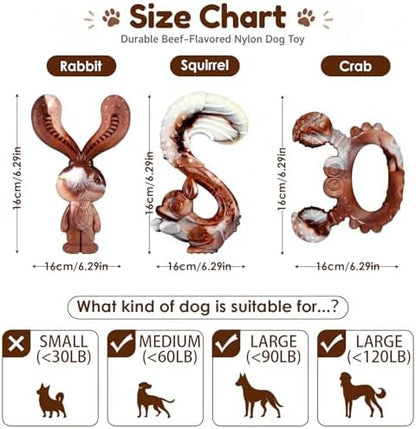 Indestructible Dog Toys for Aggressive Chewers, Tough and Durable Chew Toys for Large Medium Dogs, Interactive Dog Chew Toys to Keep Them Busy (E Rabbit+Crab) - Image 3