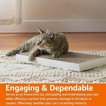 Amazon Basics Corrugated Cardboard Cat Scratcher, Scratching Board, Reversible, 17.4" x 10", White, 4-Pack - Image 6