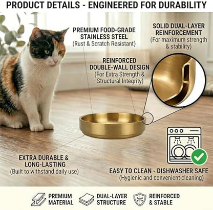Whisker Fatigue Cat Bowl, 5.9" Shallow Cat Food Dish Stainless Steel, 2 Pcs - Image 2