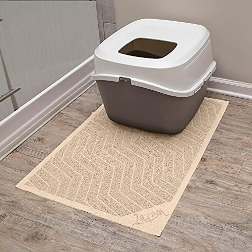 WePet Cat Litter Box Mat(No. 02-2), Kitty Premium PVC Pad, Durable Trapping Rug, Phthalate Free, Urine-Resistant, Scatter Control, L 35 x 23, Beige - Image 2