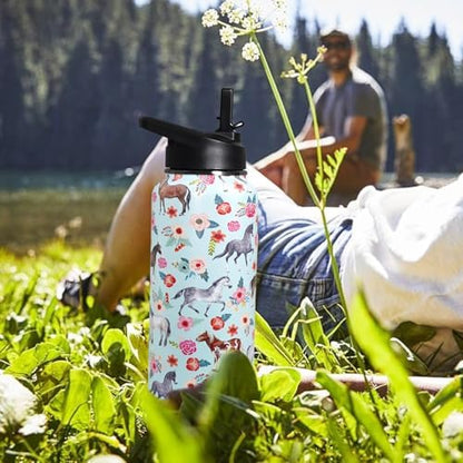 32oz Horse Stainless Insulated Aater Water Bottle with Straw,Horse Gym Hiking Sports Coffee Mug Cup Water Bottles,Horse Gifts for Women,Horse Decor Stuff Accessories - Image 7