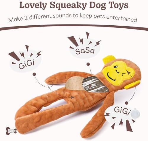 SHARLOVY No Stuffing Dog Toys Squeaky for Large Dogs, Crinkle Puppy Teething Toys to Keep Them Busy, Plush Interactive Doggie Long Lasting Chews for Aggressive Chewers - Image 3